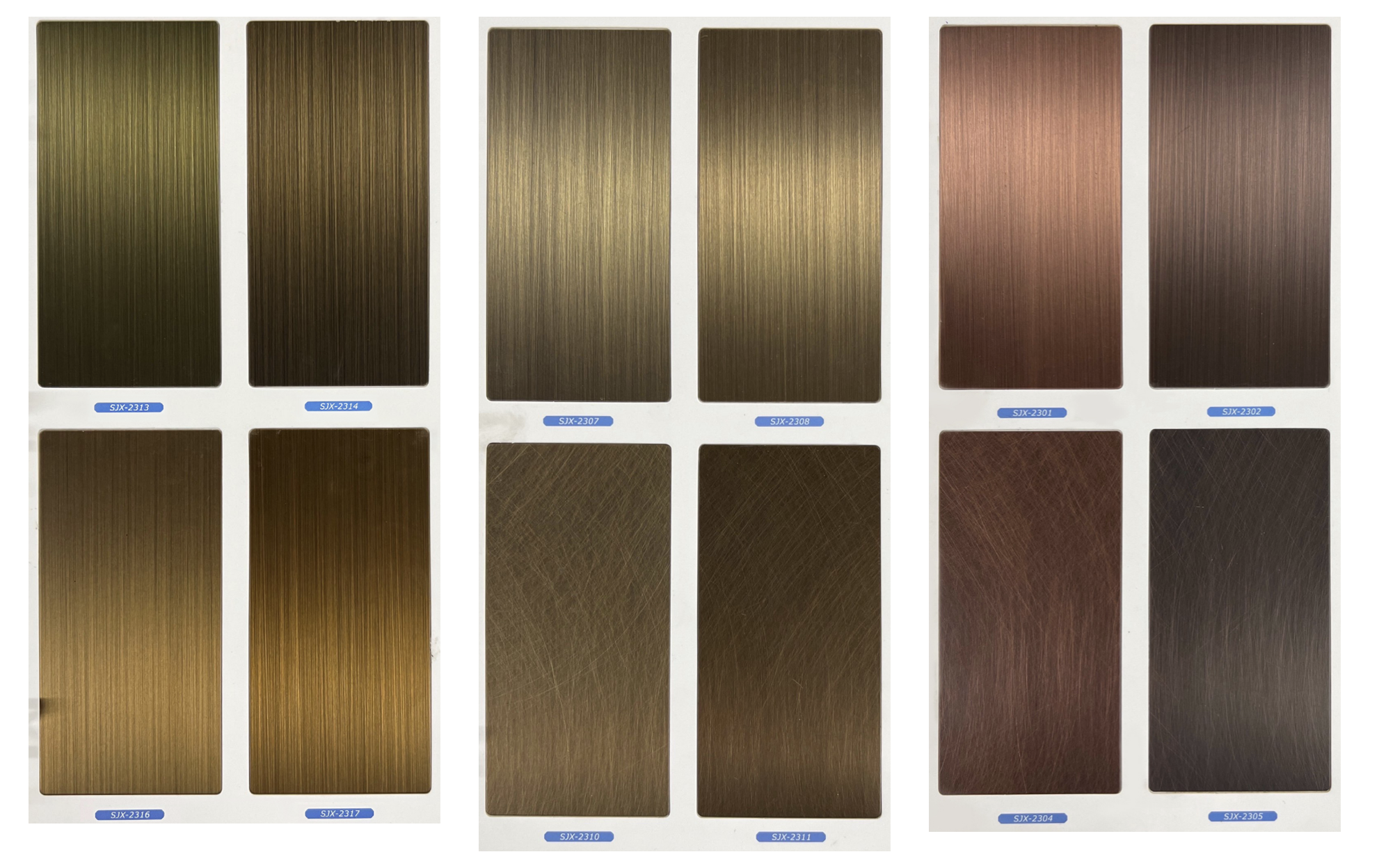 纳米色油不锈钢色板展示